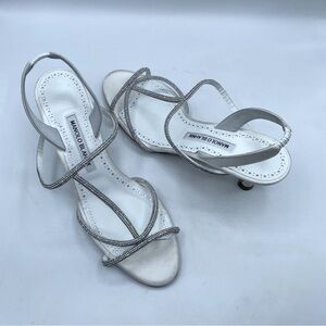 Manolo Blahnik Lucery Crystal Embellished Sandals